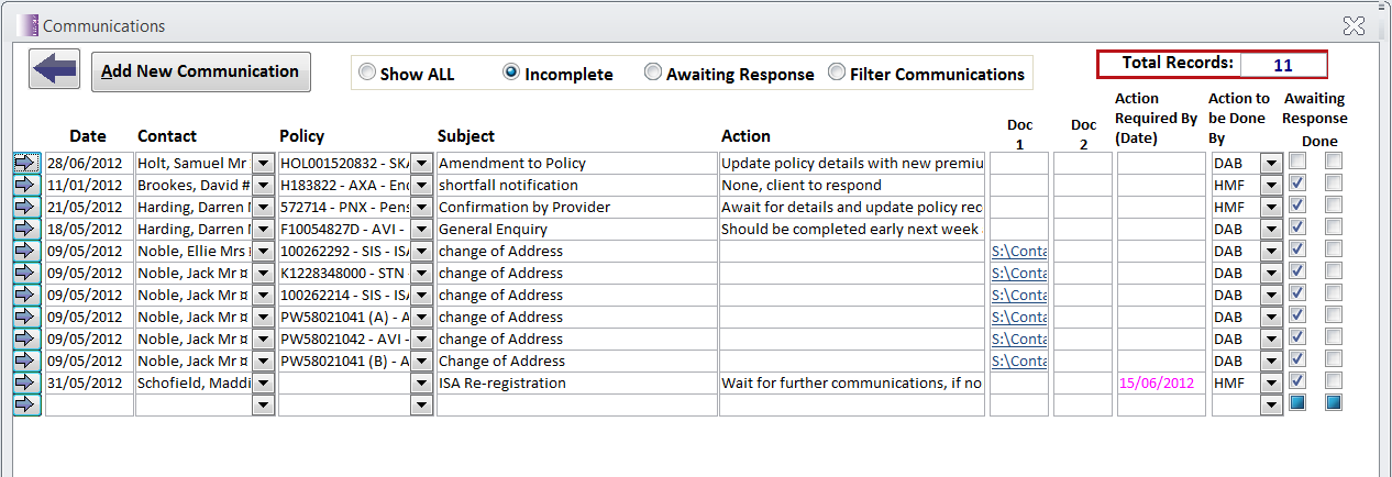 Contact Menu
