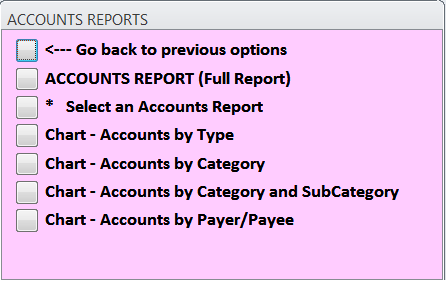 Accounts Menu